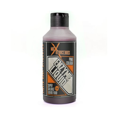 Bottle of max attract baits pinacolada enzyme liquid set in white background