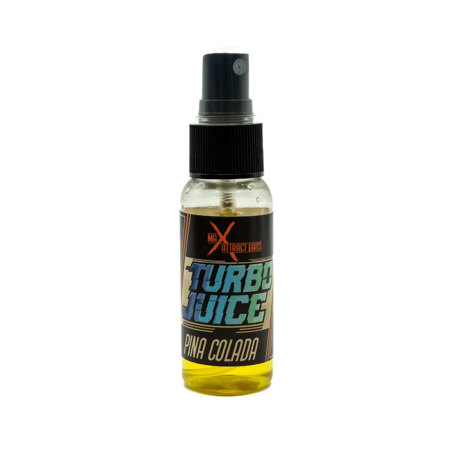 Bottle of max attract baits pinacolada turbo juice set in white background