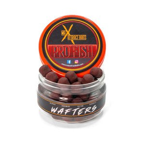 Pot of max attract baits pro fish brown wafters set in white back ground