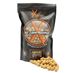 1kg bag of max attract baits bancho nut boilies set in white back ground