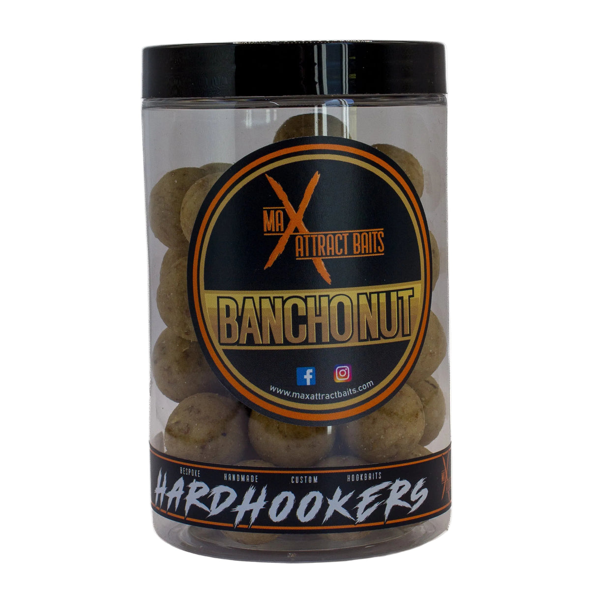 Bancho Nut Hard Hookers durable carp hookbaits in Max Attract Baits packaging