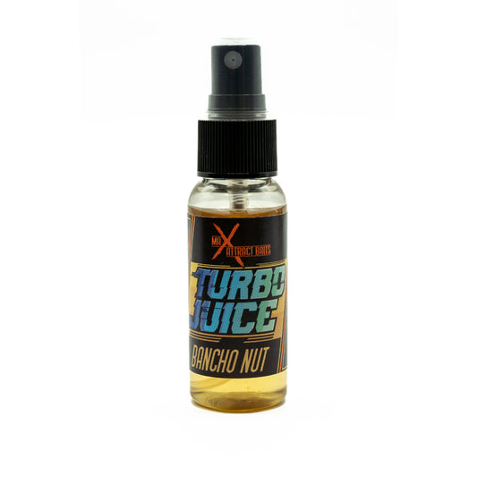Bottle of max attract baits bancho nut turbo juice set in white background