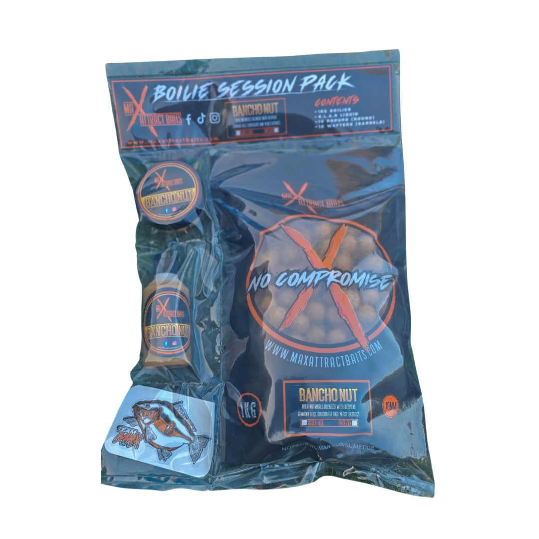 a max attract baits boilie session pack set in whtie back ground