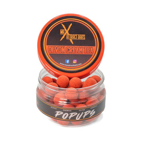 Pot of max attract baits Devon Cream Tea popups set in white back ground