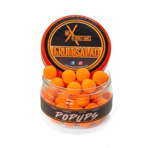 Pot of max attract baits fruit salad orange popups set in white back ground