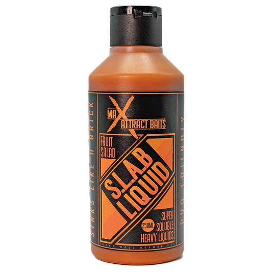 Bottle of max attract baits fruit salad slab liquid set in white background