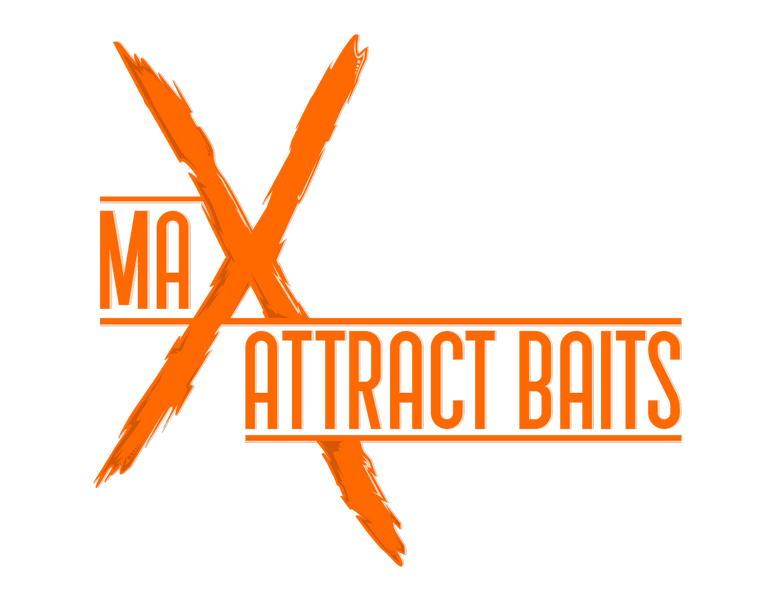 max attract baits logo orange on black background
