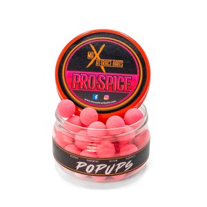 Pot of max attract baits pro spice popups set in white back ground