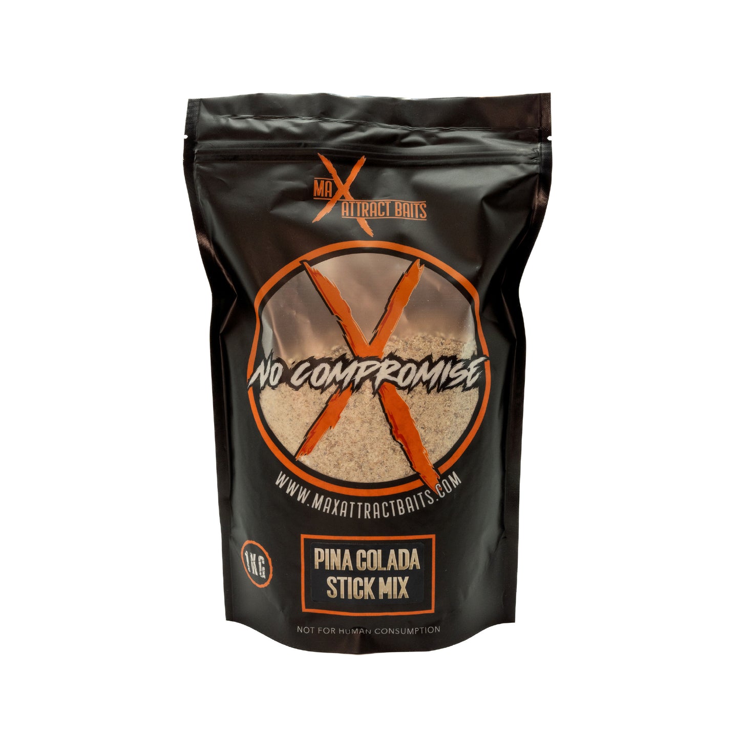 1kg bag of max attract baits Pinacolada stick mix set in white background.