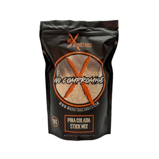 1kg bag of max attract baits Pinacolada stick mix set in white background.